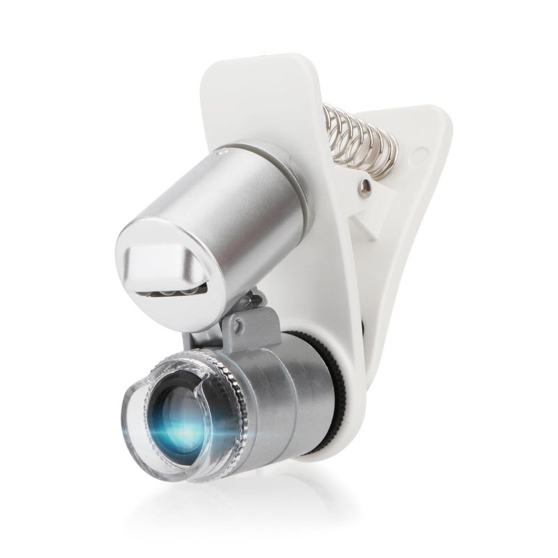 Rongon Clip-On Type Loupe 60X Zoom Microscopes Jewelers Magnifier Universal Micro Lens Jewelry Magnifying Glass with LED/UV Lights for Mobile iPhone Samsung More Smartphones - Image 1